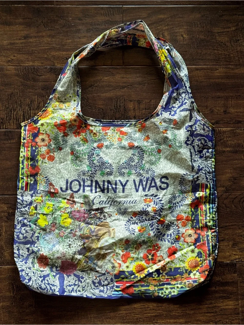 NWOT Johnny Was California Reusable Nylon Tote Bag Paisley Pattern